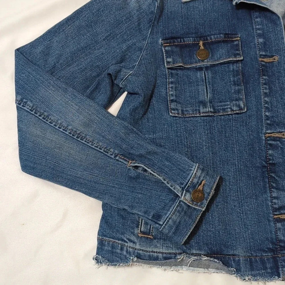 LOFT Raw Hem Cropped Denim Jacket, Color Blue Size S - Picture 8 of 16